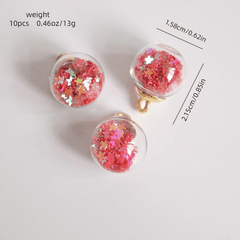10Pcs 16mm Glass Ball Charms Crystal Pendants With Star Sequins
