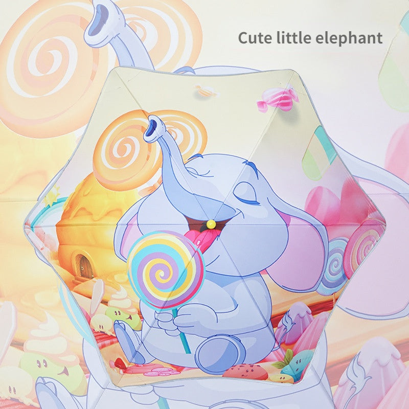 Children's Cartoon Manual Umbrella Round Corner Sunshade Reflective Bar