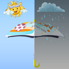 Children's Cartoon Manual Umbrella Round Corner Sunshade Reflective Bar