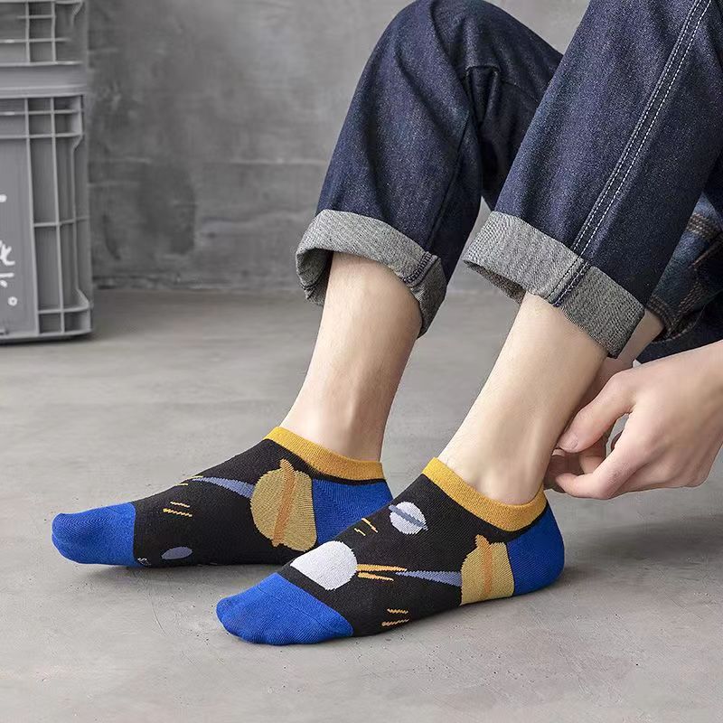 5 Pairs Men's Cotton Ankle Socks For Sneakers & Sports Shoes
