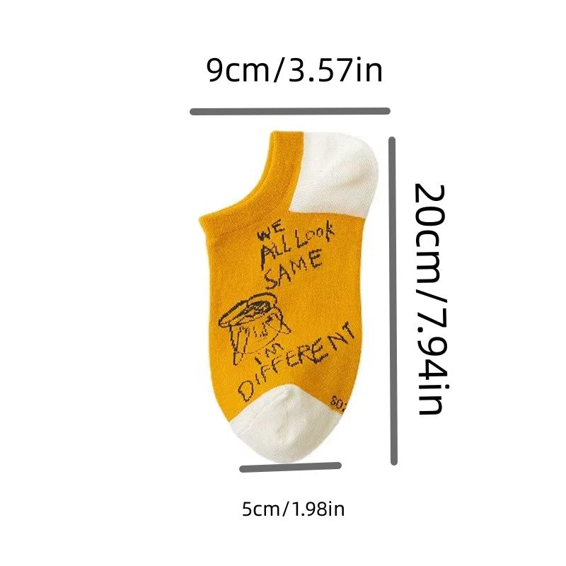 5 Pairs Men's Cotton Ankle Socks For Sneakers & Sports Shoes