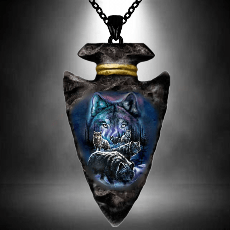 Men's Punk Animal Pendant Triangle Wolf Necklaces Chain Necklace