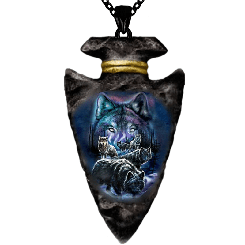 Men's Punk Animal Pendant Triangle Wolf Necklaces Chain Necklace