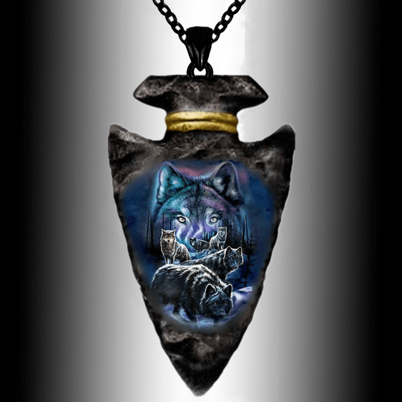 Men's Punk Animal Pendant Triangle Wolf Necklaces Chain Necklace