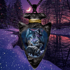 Men's Punk Animal Pendant Triangle Wolf Necklaces Chain Necklace