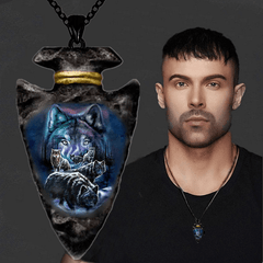 Men's Punk Animal Pendant Triangle Wolf Necklaces Chain Necklace