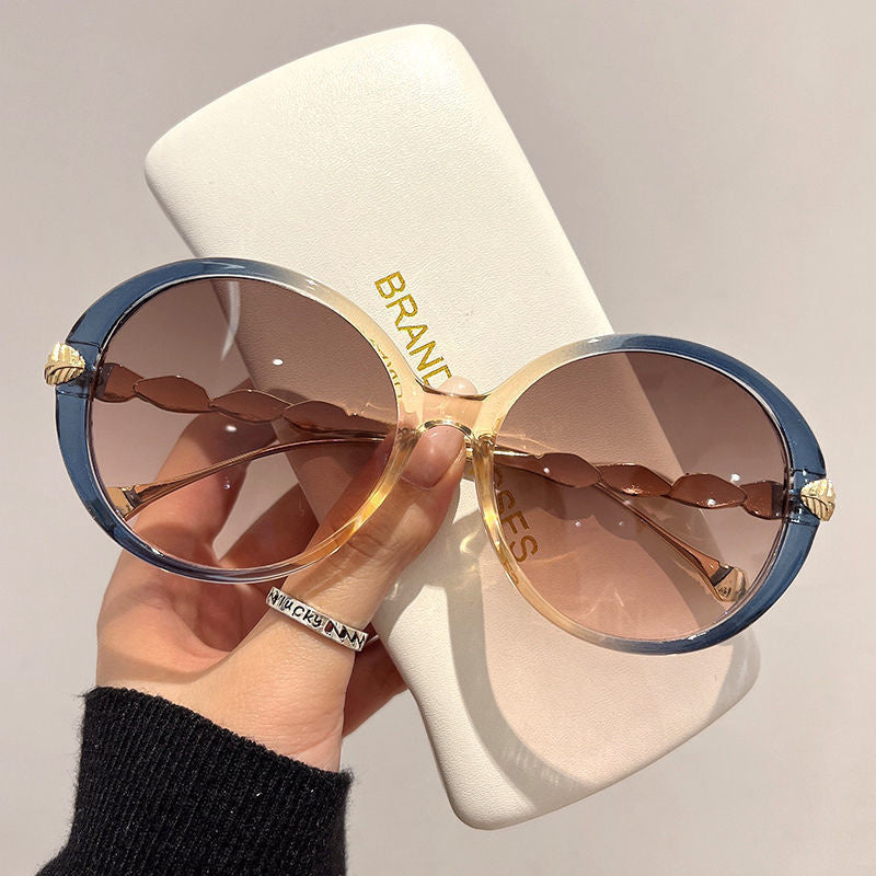 Large Oval Sunglasses Casual Gradient Charm Glasses UV400