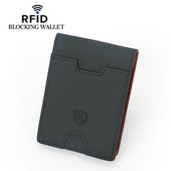 Men's RFID Blocking Business Wallet First Layer Cowhide Card Holder Money Clip