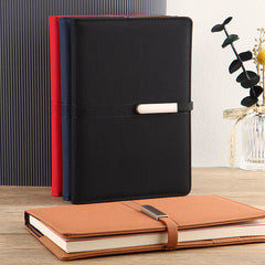 A5 Leather Notebook with Metal Buckle - Business & Office Essential
