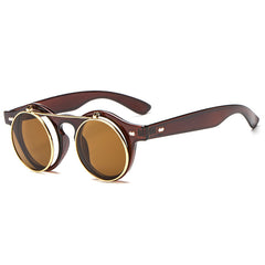 Y2K Round Sunglasses Steampunk Metal Rim Glasses UV400