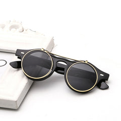 Y2K Round Sunglasses Steampunk Metal Rim Glasses UV400