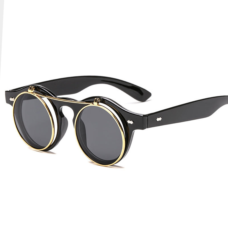 Y2K Round Sunglasses Steampunk Metal Rim Glasses UV400
