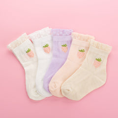 5 Pairs Girls Floral Ankle Socks for Kids Toddlers