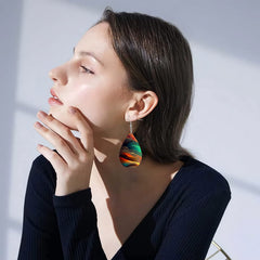 Colorful Mountain Teardrop Dangle Earrings Boho Style