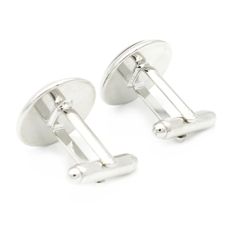 National Flag Photo Cufflinks for Men Suit Shirt Rhodium Plated Base