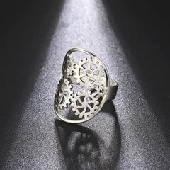 Adjustable Stainless Steel Gear Ring for Men