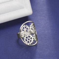 Adjustable Stainless Steel Gear Ring for Men