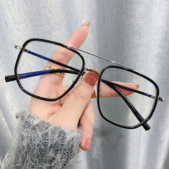 Light Blocking Glasses Square Clear Lens Anti Eyestrain Computer Metal Glasses