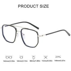 Light Blocking Glasses Square Clear Lens Anti Eyestrain Computer Metal Glasses