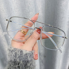 Light Blocking Glasses Square Clear Lens Anti Eyestrain Computer Metal Glasses