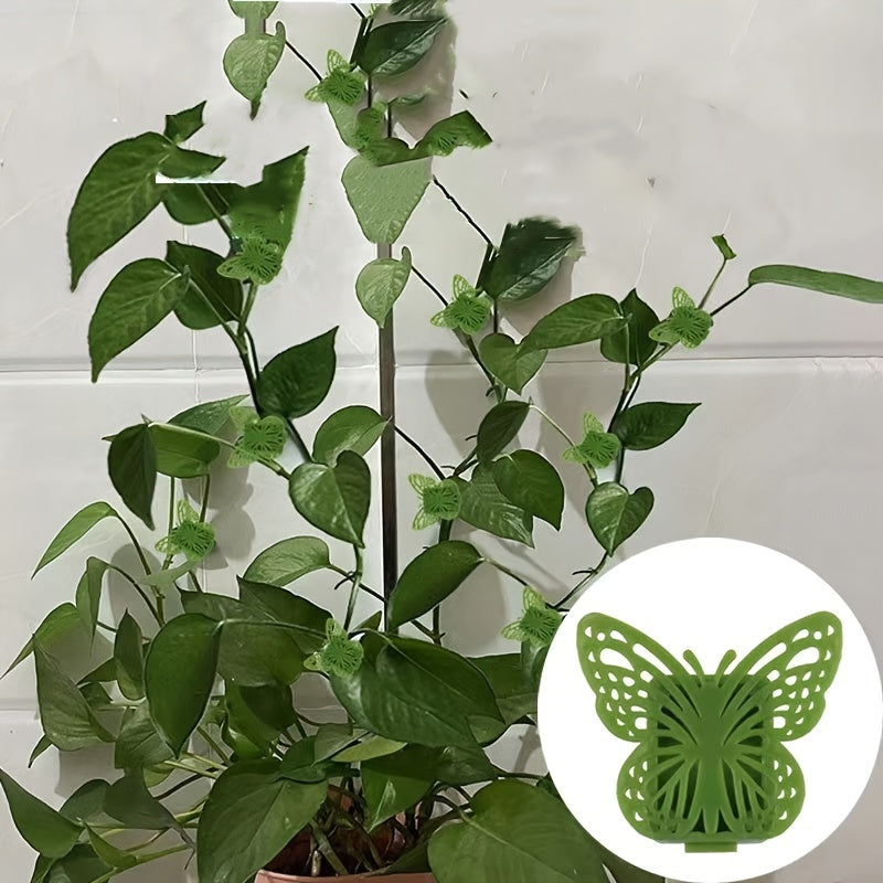 10pcs Green Butterfly Clips for Vines & Climbing Plants, Self Adhesive Plant Cli