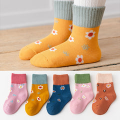 5 Pairs Girls Colorful Short Crew Socks for Kids