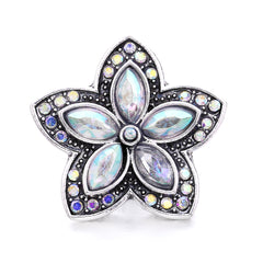 Alloy Flower Snap Button Jewelry with Colorful Rhinestones