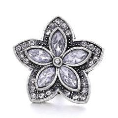 Alloy Flower Snap Button Jewelry with Colorful Rhinestones