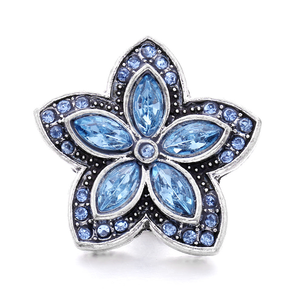 Alloy Flower Snap Button Jewelry with Colorful Rhinestones