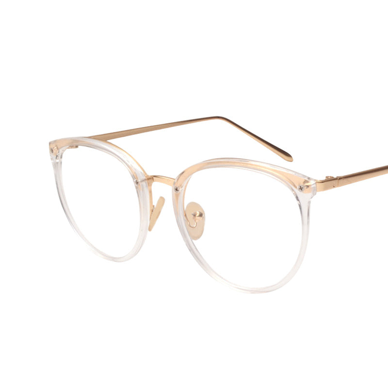 Round Clear Lens Glasses For Women Men Students Jelly Frame Metal Temple Optical