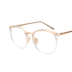 Round Clear Lens Glasses For Women Men Students Jelly Frame Metal Temple Optical
