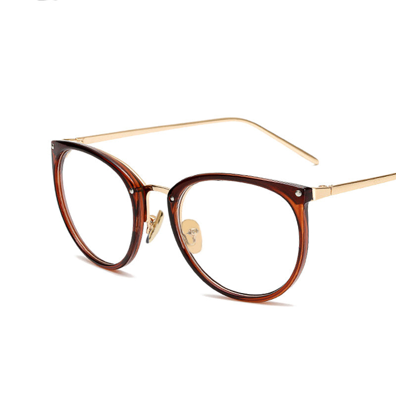 Round Clear Lens Glasses For Women Men Students Jelly Frame Metal Temple Optical