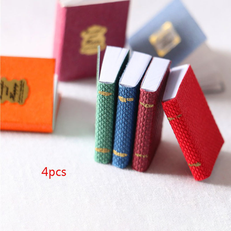 4pcs Dollhouse Mini Small Books Furniture Accessories Pretend Toy
