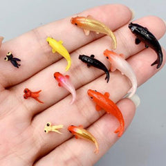 5pcs Dollhouse Koi Goldfish Glass Fish Tank Aquarium Decoration Toy