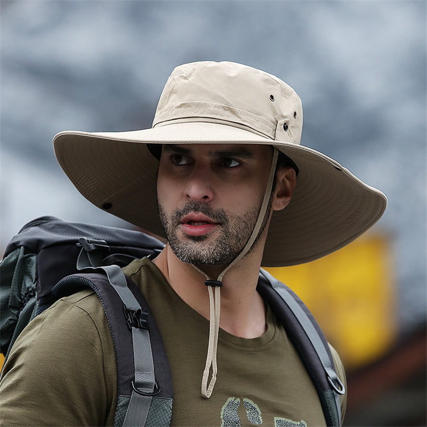 Wide Brim Bucket Hat with Chin Strap for Summer Outdoor Hiking