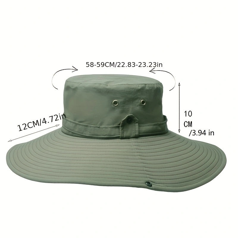 Wide Brim Bucket Hat with Chin Strap for Summer Outdoor Hiking