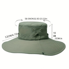 Wide Brim Bucket Hat with Chin Strap for Summer Outdoor Hiking