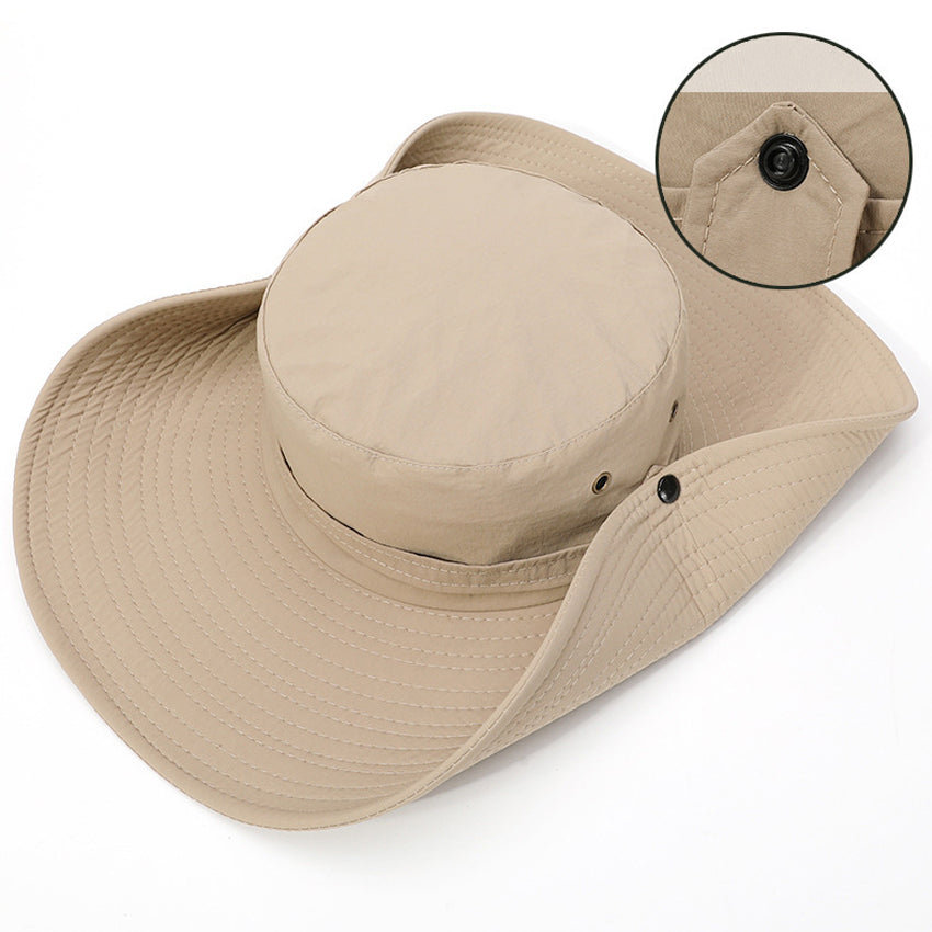 Wide Brim Bucket Hat with Chin Strap for Summer Outdoor Hiking