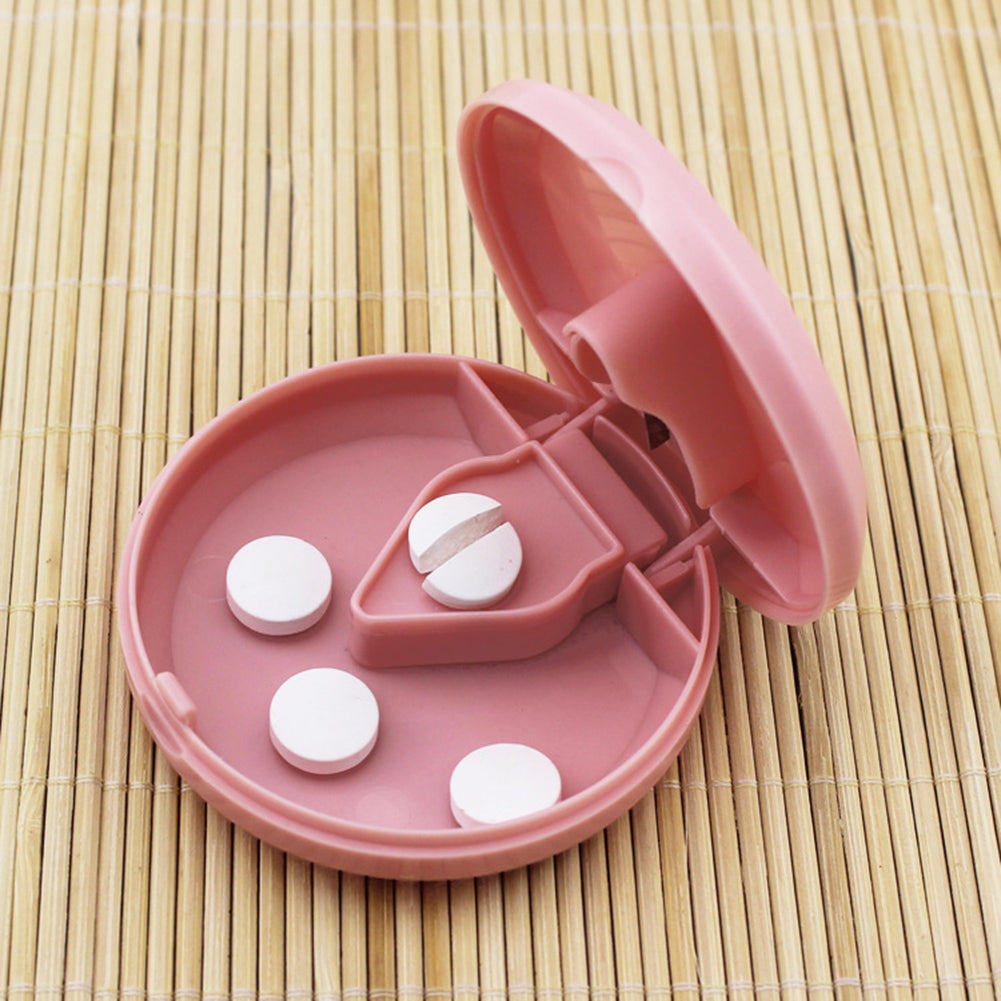 Portable Pill Cutter Splitter Storage Medicine Box Holder Travel Case