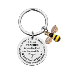 Teacher's Keychain A Great Teacher Small Bee Stainless Steel Keychain Gift