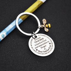 Teacher's Keychain A Great Teacher Small Bee Stainless Steel Keychain Gift