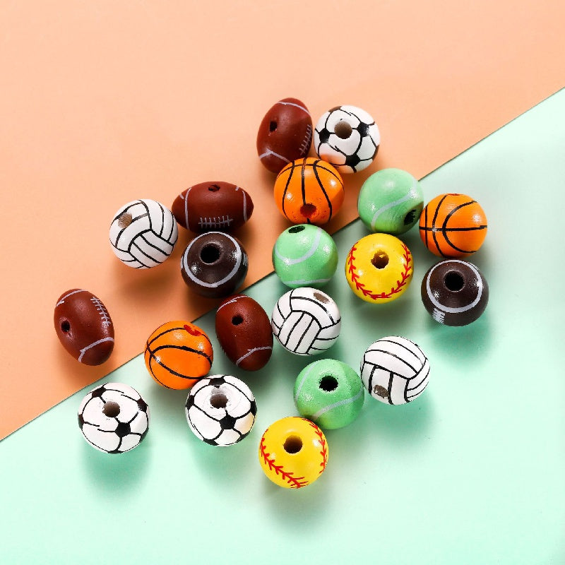 10pcs Colorful Wooden Round Ball Beads Pack for Crafts
