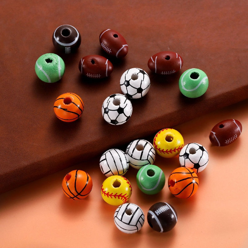10pcs Colorful Wooden Round Ball Beads Pack for Crafts