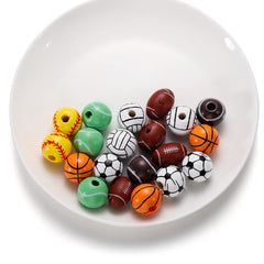 10pcs Colorful Wooden Round Ball Beads Pack for Crafts