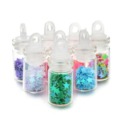 5pcs DIY Glass Bottle Pendant with Star Sequin Nail Sticker