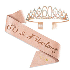 2pcs Birthday Girl Queen Sash Crown Set for Women Kids Party Supplies