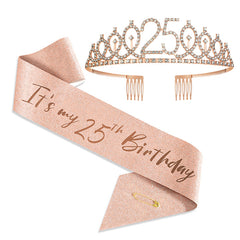 2pcs Birthday Girl Queen Sash Crown Set for Women Kids Party Supplies