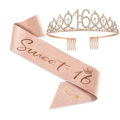 2pcs Birthday Girl Queen Sash Crown Set for Women Kids Party Supplies