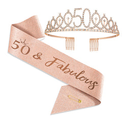 2pcs Birthday Girl Queen Sash Crown Set for Women Kids Party Supplies