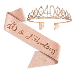 2pcs Birthday Girl Queen Sash Crown Set for Women Kids Party Supplies